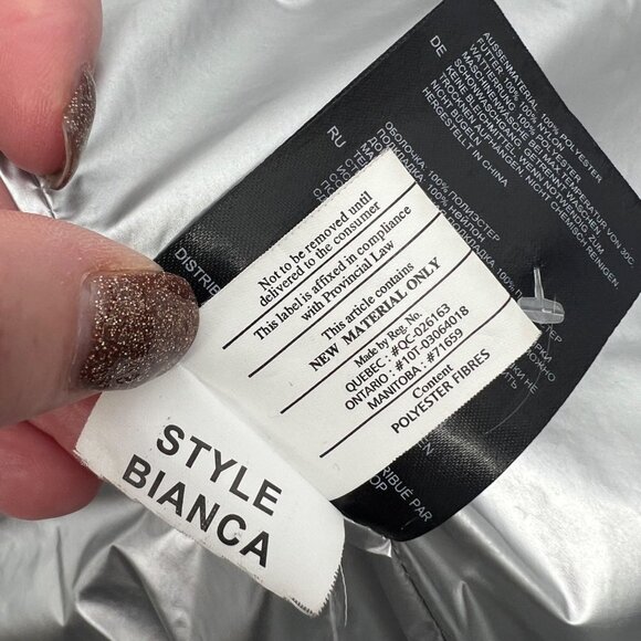 NOIZE Cruelty Free‎ Bianca Puffer Jacket Black Vegan Silver Lined Size XL - Picture 10 of 13